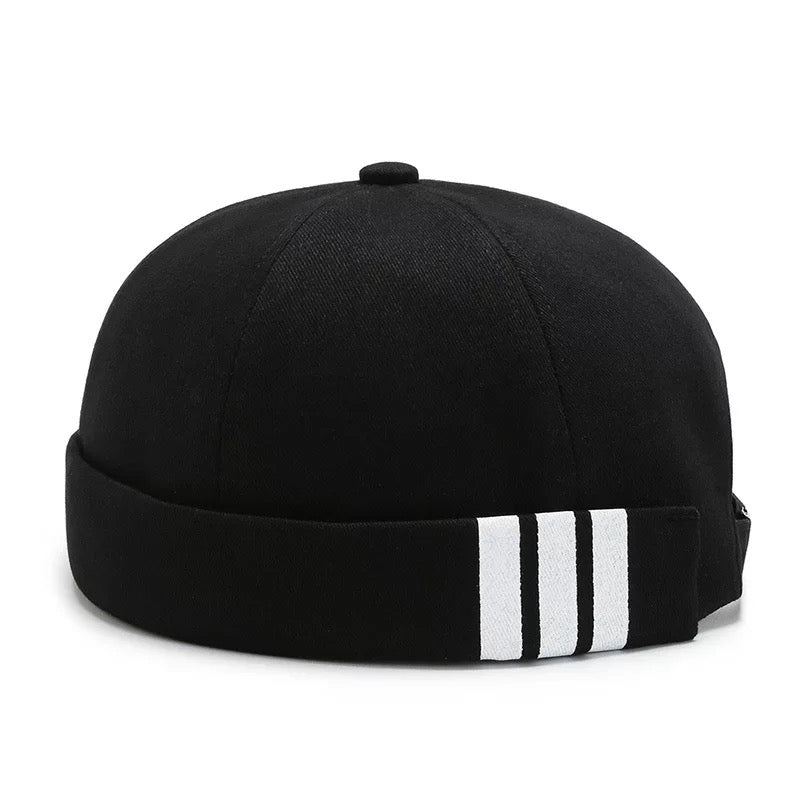 Brimless black hat